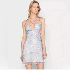Vintage Supply retro floral strappy mesh dress size 8 C27